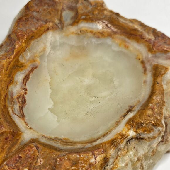 Onyx Ashtray Vintage Carved Stone Solid Rock Vide Poche Trinket Dish Heavy MCM - Picture 5 of 10